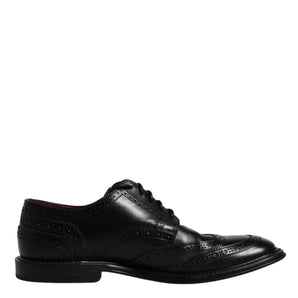 Dolce &amp; Gabbana Black Leather Derby Wingtip Formal Shoes