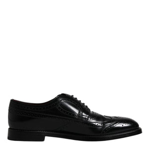 Dolce &amp; Gabbana Black Leather Derby Wingtip Formal Shoes