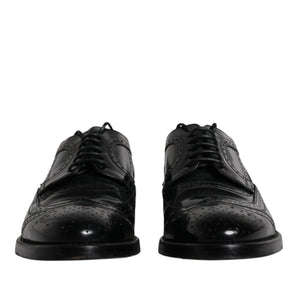 Dolce &amp; Gabbana Black Leather Derby Wingtip Formal Shoes