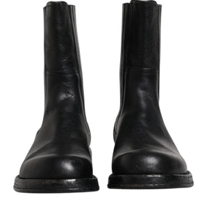 Dolce &amp; Gabbana Black Horse Leather Mid Calf Boots Shoes