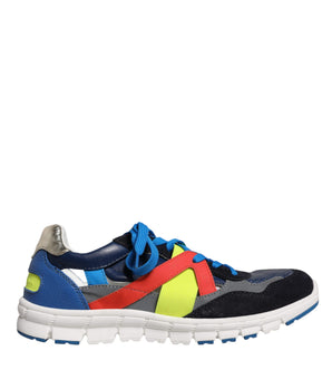 Dolce &amp; Gabbana Multicolor Leather Suede Low Top Sneakers Shoes