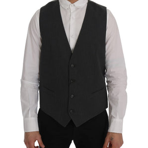 Dolce & Gabbana Elegant Gray Striped Waistcoat Vest