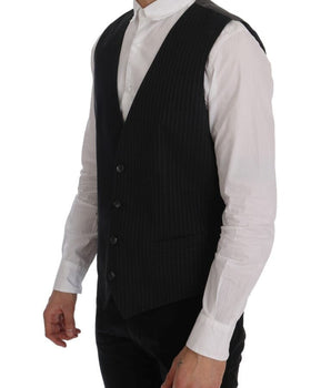 Dolce & Gabbana Elegant Striped Gray Waistcoat Vest Dolce & Gabbana 
