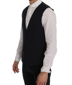 Dolce & Gabbana Black STAFF Wool Striped Vest