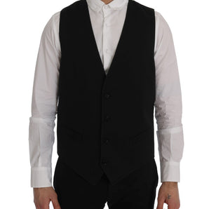 Dolce &amp; Gabbana Sleek Black Single-Breasted Waistcoat