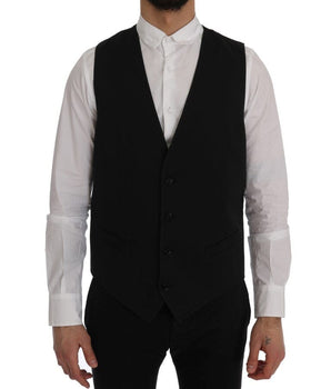 Dolce & Gabbana Sleek Black Single-Breasted Waistcoat Dolce & Gabbana 
