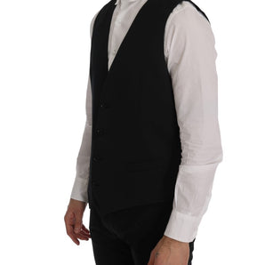 Dolce &amp; Gabbana Sleek Black Single-Breasted Waistcoat