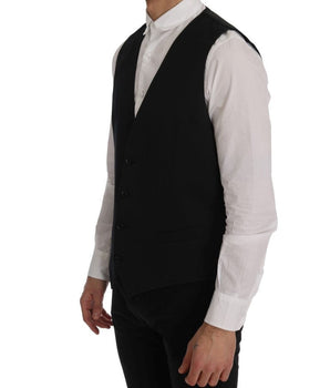 Dolce & Gabbana Sleek Black Single-Breasted Waistcoat Dolce & Gabbana 