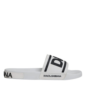 Dolce & Gabbana White Black Sandals Rubber Beachwear Shoes