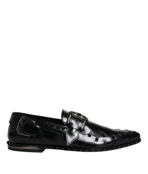 Dolce &amp; Gabbana Black Embellished Derby Monk Strap Shoes