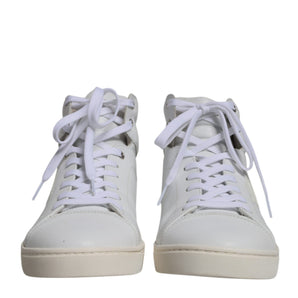 Dolce &amp; Gabbana White Leather Mid Top Men Sneakers Shoes