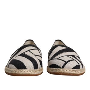 Dolce & Gabbana Black White Stripes Slip On Espadrille Shoes