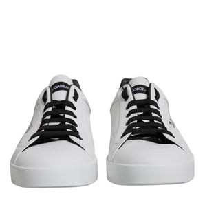 Dolce & Gabbana White Leather Logo Portofino Sneakers Shoes