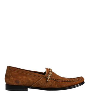 Dolce &amp; Gabbana Brown Suede Leather Loafers Dress Shoes
