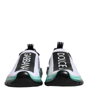 Dolce &amp; Gabbana White Blue Sorrento Slip On Sneakers Shoes