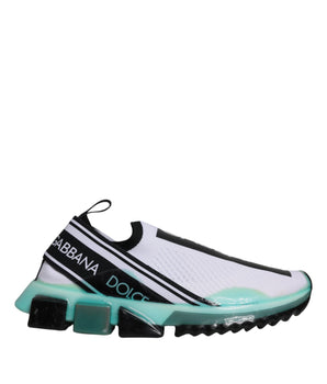 Dolce &amp; Gabbana White Blue Sorrento Slip On Sneakers Shoes