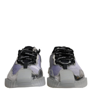 Dolce &amp; Gabbana Silver Black Nylon NS1 Low Top Sneakers Shoes
