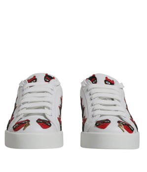 Dolce &amp; Gabbana White Devil Face Portofino Sneakers Shoes
