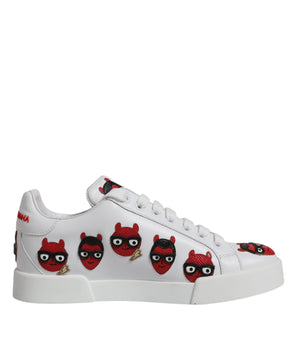 Dolce &amp; Gabbana White Devil Face Portofino Sneakers Shoes