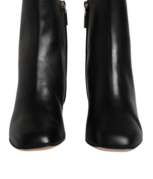 Dolce &amp; Gabbana Black Jackie Leather Mid Calf Boots Shoes