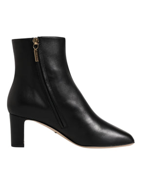 Dolce &amp; Gabbana Black Jackie Leather Mid Calf Boots Shoes