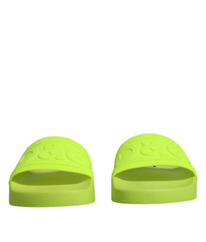 Dolce &amp; Gabbana Green Rubber Slides Sandals Beachwear Shoes