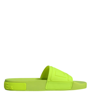 Dolce &amp; Gabbana Green Rubber Slides Sandals Beachwear Shoes