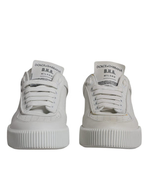 Dolce &amp; Gabbana White Miami Leather Low Top Sneakers Shoes
