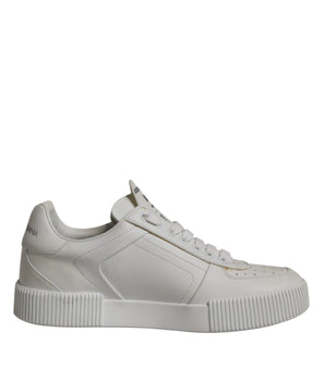 Dolce &amp; Gabbana White Miami Leather Low Top Sneakers Shoes