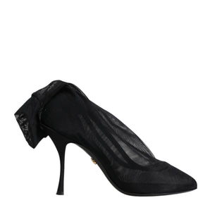 Dolce & Gabbana Black Silk Stretch Mesh Sock Boots Shoes