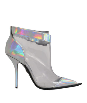 Dolce &amp; Gabbana Silver Iridescent Pointed Short Boots Shoes
