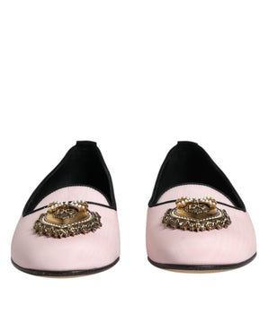 Dolce &amp; Gabbana Light Pink Velvet Slip On Loafers Flats Shoes