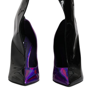 Dolce & Gabbana Purple Black Pointed Ankle Boots Shoes