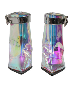 Dolce &amp; Gabbana Shoes Silver Iridescent Pointed Short Boots