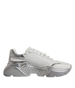 Dolce &amp; Gabbana White Silver Daymaster Low Top Sneakers Shoes