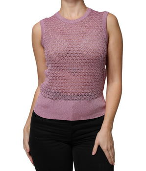 Dolce &amp; Gabbana Pink Mesh See Through Sleeveless Tank Top