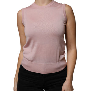 Dolce & Gabbana Pink Cashmere Knitted Sleeveless Tank Top