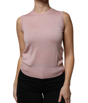 Dolce &amp; Gabbana Pink Cashmere Knitted Sleeveless Tank Top