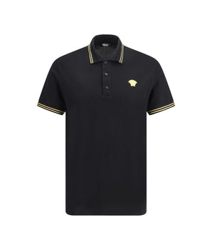 Versace Black Cotton Polo Shirt