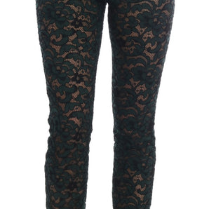 Dolce & Gabbana High Waist Floral Lace Slim Trousers