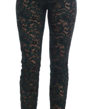 Dolce &amp; Gabbana Pantalones ajustados de encaje floral de talle alto