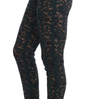 Dolce &amp; Gabbana Pantalones ajustados de encaje floral de talle alto