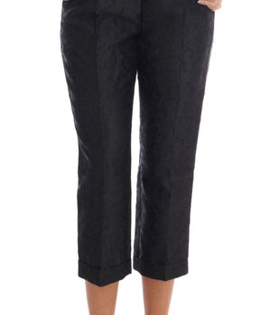 Dolce & Gabbana Black Floral Brocade Capri Pants Dolce & Gabbana 