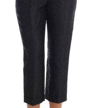 Dolce & Gabbana Black Floral Brocade Capri Pants Dolce & Gabbana 