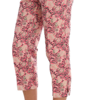 Dolce & Gabbana Pink Floral Brocade Capri Pants Dolce & Gabbana 