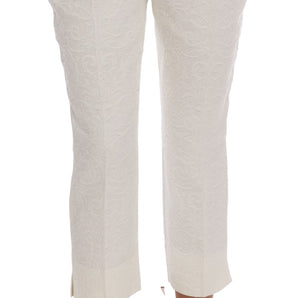 Dolce & Gabbana Elegant White Capri Pants - Cotton & Silk Blend