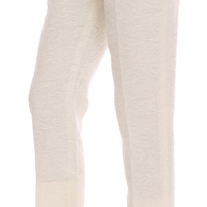 Dolce & Gabbana Elegant White Capri Pants - Cotton & Silk Blend