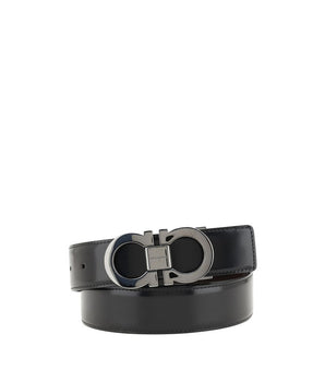 Ferragamo Black Calf Leather Bos Taurus Regular Belt