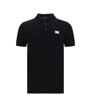 Dolce & Gabbana Black Cotton Polo Shirt
