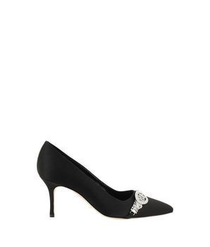 Manolo Blahnik Black Asapump Satin Pumps
